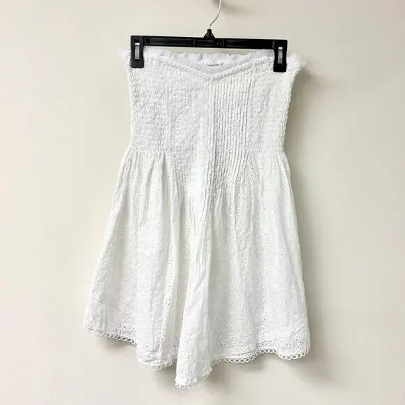 Poupette St Barth Claire Eyelet Bandeau Mini Dress Optic White Women's Size S - Picture 3 of 6